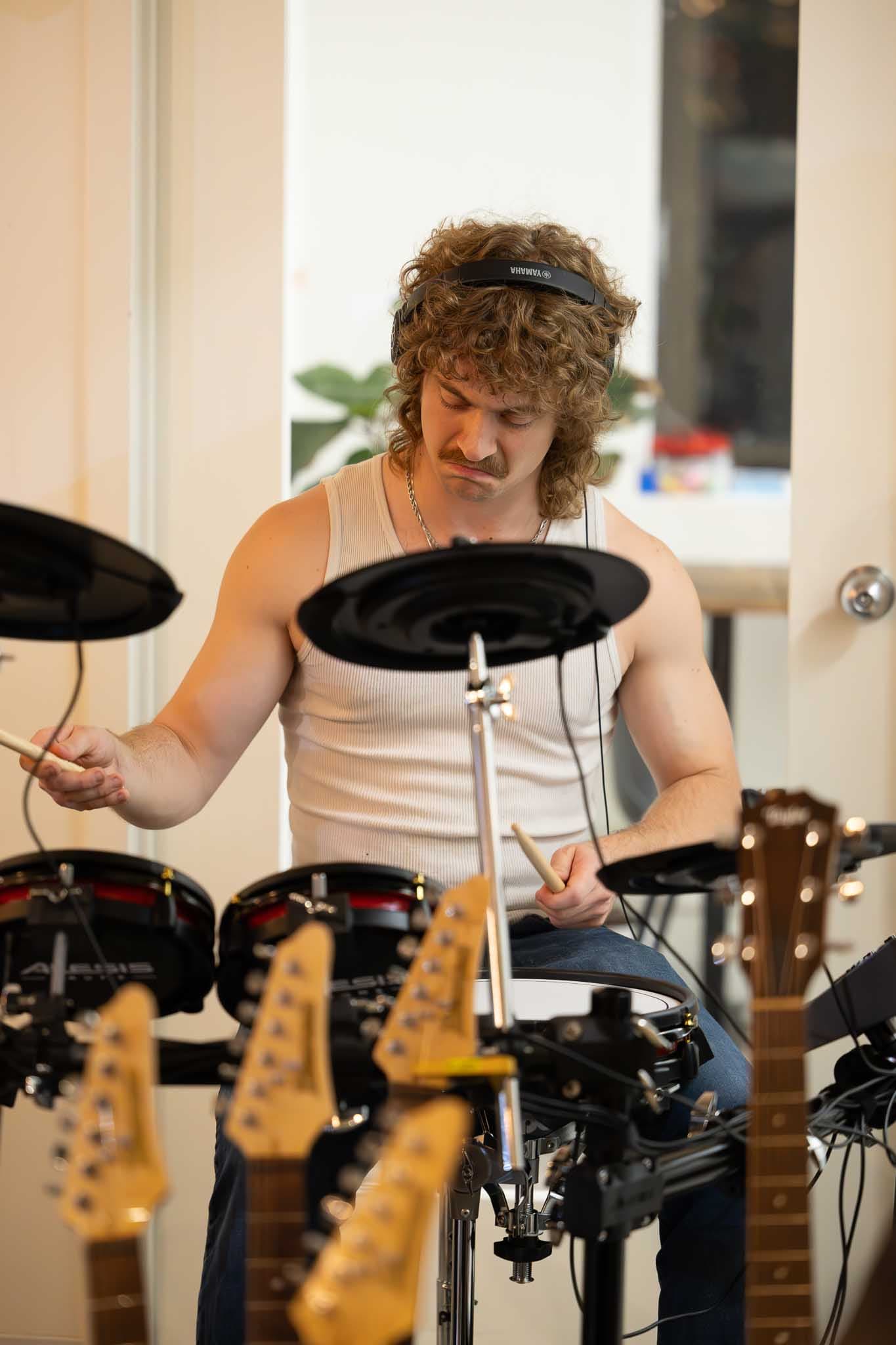 Drum lesson in progress